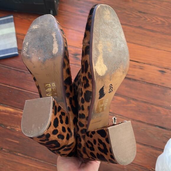 Madewell Amalia leather calf hair leopard print front zip heeled ankle booties - Picture 8 of 8